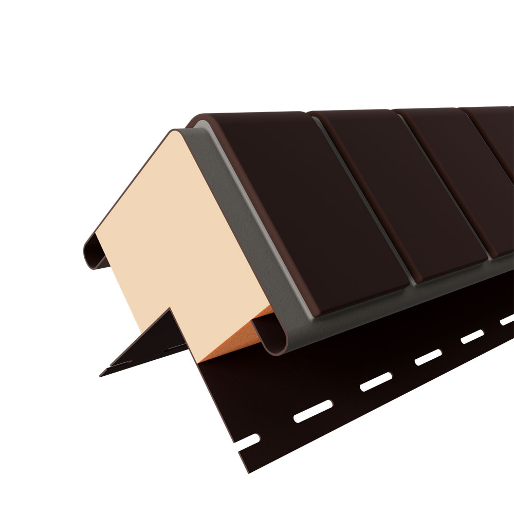 Планка угол наружный фактурный для термосайдинга «Кирпич коричневый» 40 мм